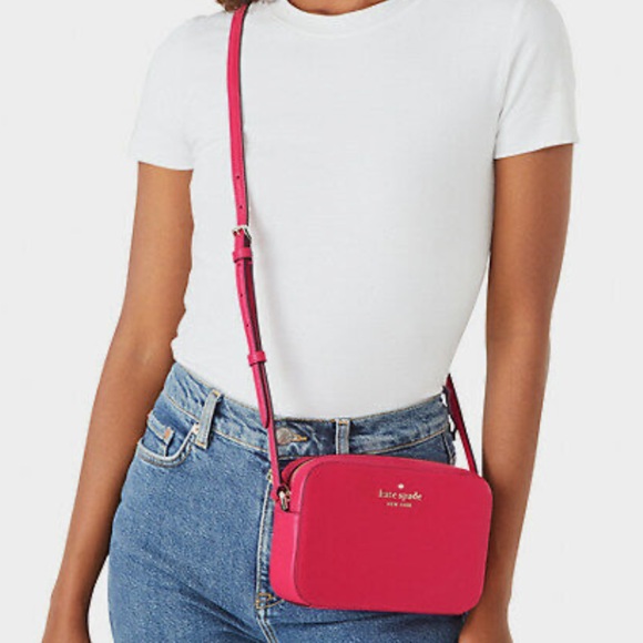 Kate Spade Staci Mini Camera Bag Leather Crossbody in Dark Watermelon - Picture 3 of 12